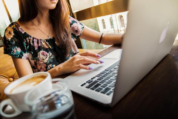 Female using a laptop