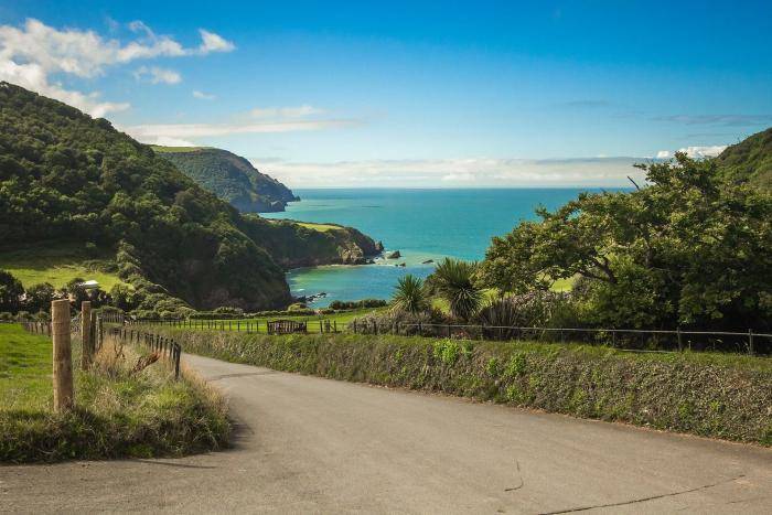 A long shot of the cliffs on a bright day