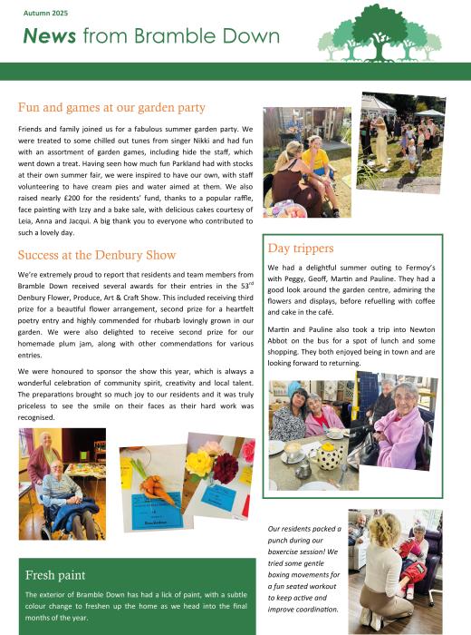 News from Bramble Down in our autumn newsletter