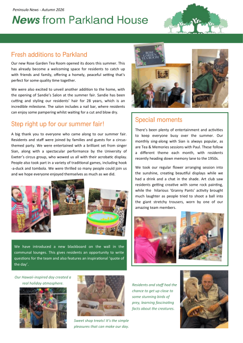 Parkland House Autumn Newsletter Extract