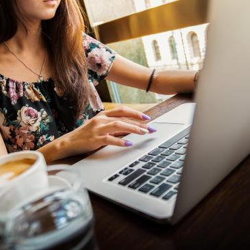 Female using a laptop