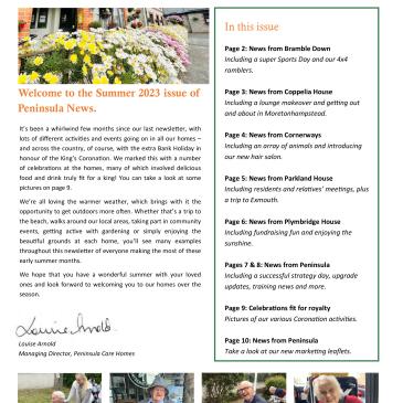 Peninsula Care Homes - June Newsletter