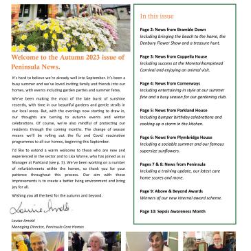 Peninsula Care Homes September Newsletter 2023