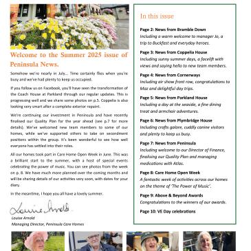 Peninsula Care Homes June 2025 Newsletter